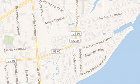 map of 3821 Kecoughtan Road Hampton, VA 23669