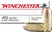 Winchester USA .45 Auto 230 Grain FMJ, 50 Rounds Q4170 | Q4170