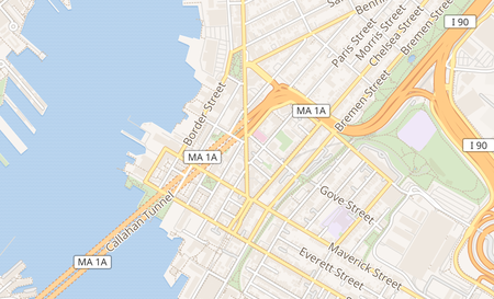 map of 65 Meridian St. Boston, MA 02128
