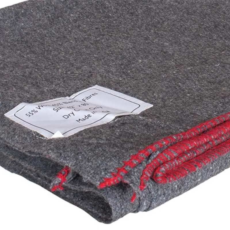 Fox Outdoor 60" x 80" Wool Camp Blanket, Grey/Red 818-9 - Fox Outdoor