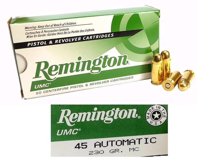 Remington UMC .45 Auto, 230 Grain MC, 50 Rounds 23726 - Remington