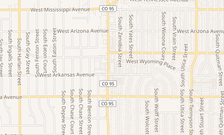 map of 1350 S Sheridan 3 Denver, CO 80232