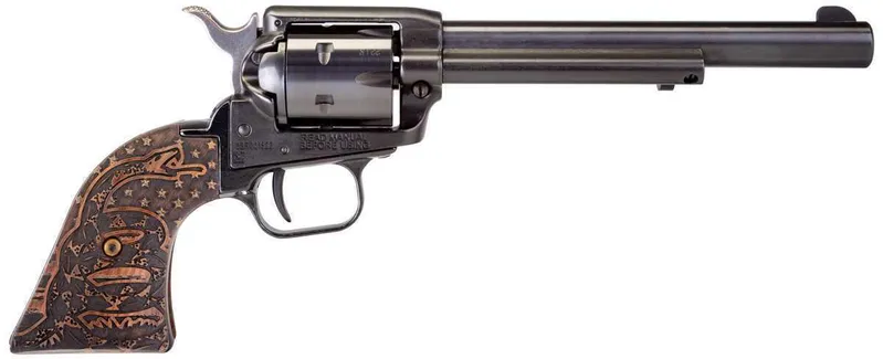 Heritage Rough Rider .22 LR Single Action Revolver RR22B6WBRN17, Wood Burn DTOM Grips 6rd 6.5" - Heritage