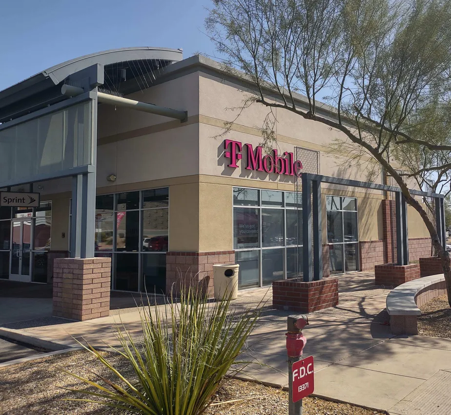 Exterior photo of T-Mobile store at W Grand Ave & W Bell Rd, Surprise, AZ