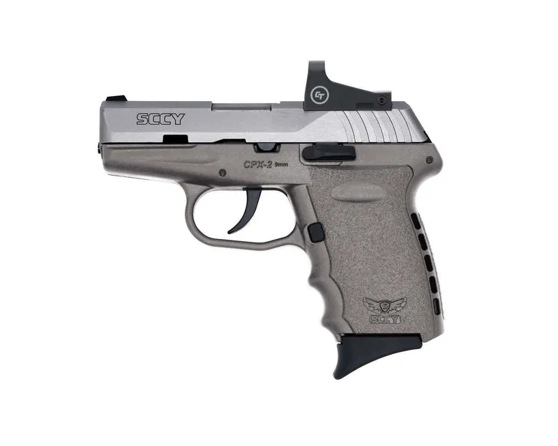 SCCY CPX-2 9mm Pistol w/ Crimson Trace Red Dot CPX-2TTSGRD Gray/Stainless, No Manual Safety 10rd 3.1" - SCCY