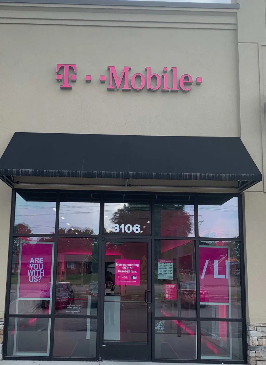 Exterior photo of T-Mobile store at S Horner Blvd & Rosser Rd, Sanford, NC