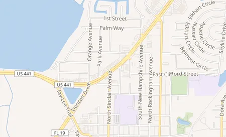 map of 340 W Burleigh Blvd Tavares, FL 32778