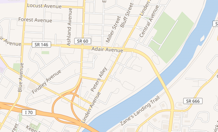 map of 1063 Linden Ave Zanesville, OH 43701