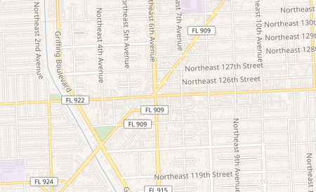 map of 629 NE 125th St North Miami, FL 33161