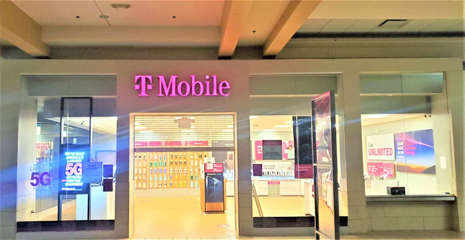 Exterior photo of T-Mobile store at Plank Rd & Spotsylvania Mall Dr, Fredericksburg, VA