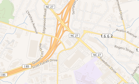 map of 3321 Freedom Drive Charlotte, NC 28208