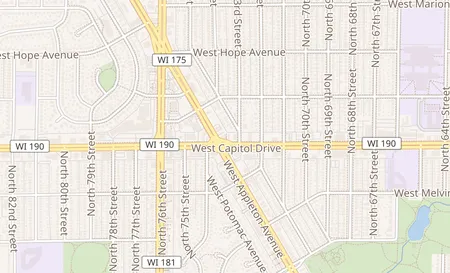 map of 7330 W Capitol Drive Milwaukee, WI 53216