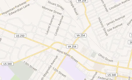 map of 1327-A W Broad St Waynesboro, VA 22980