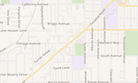map of 523 Paradise Rd Modesto, CA 95351