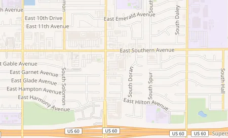 map of 1245 E Southern Ave, Suite 20 Mesa, AZ 85204