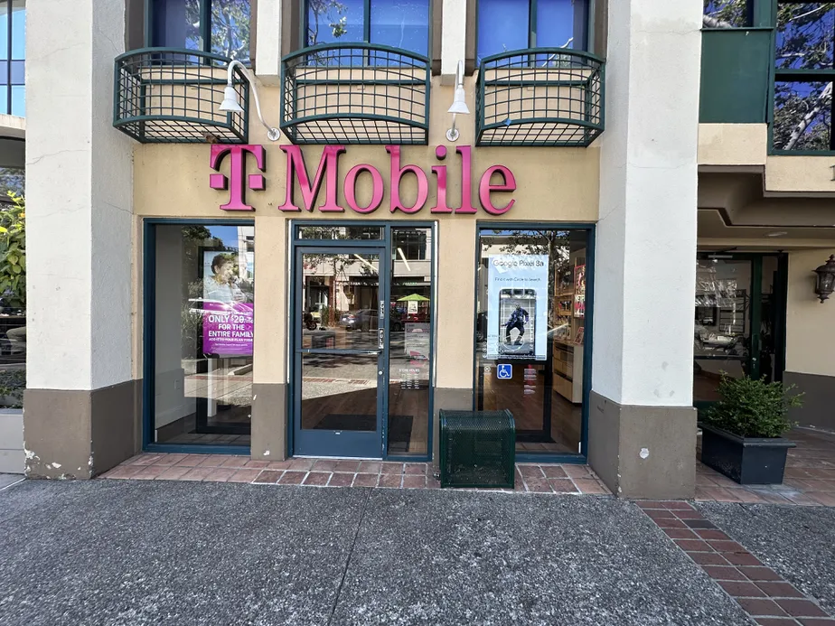  Exterior photo of T-Mobile Store at University Ave & High St, Palo Alto, CA 