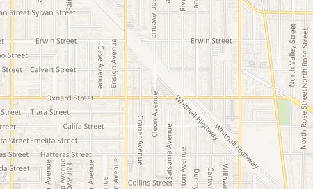 map of 10869 Oxnard Street North Hollywood, CA 91606