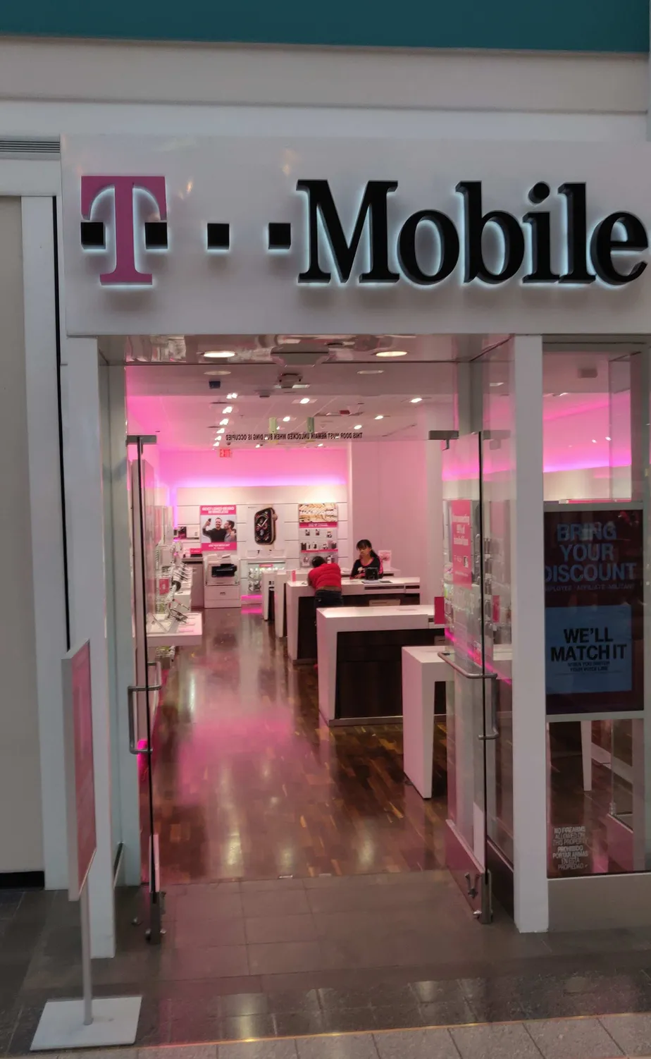Exterior photo of T-Mobile store at Destiny Usa Mall 2, Syracuse, NY
