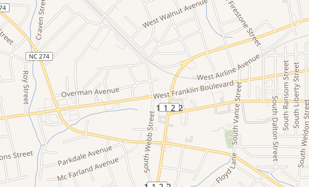 map of 1430 West Franklin Blvd Gastonia, NC 28052