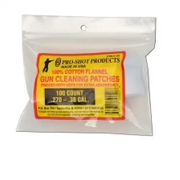 Pro-Shot Square Cleaning Patch .270-.38 Caliber 100 Ct #102 - Pro-Shot