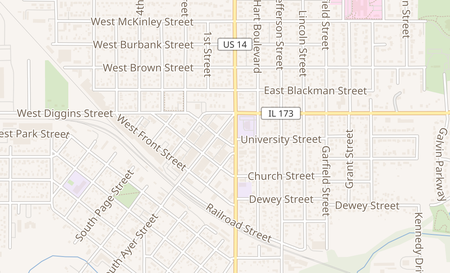 map of 59 N Ayer Street Harvard, IL 60033