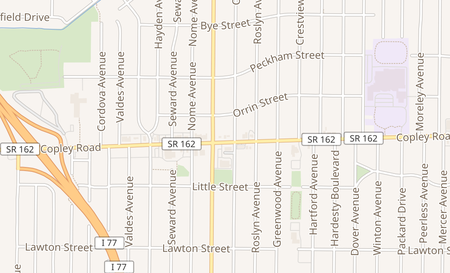 map of 1298 Copley Rd. Akron, OH 44320