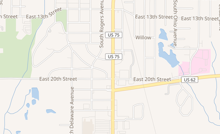 map of 1206 S Wood Dr Okmulgee, OK 74447
