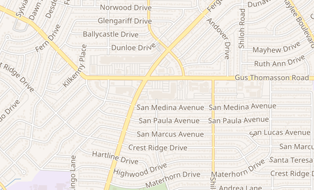 map of 2550 Gus Thomasson Rd STE A2 Dallas, TX 75228
