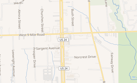 map of 22550 Telegraph Rd Southfield, MI 48033