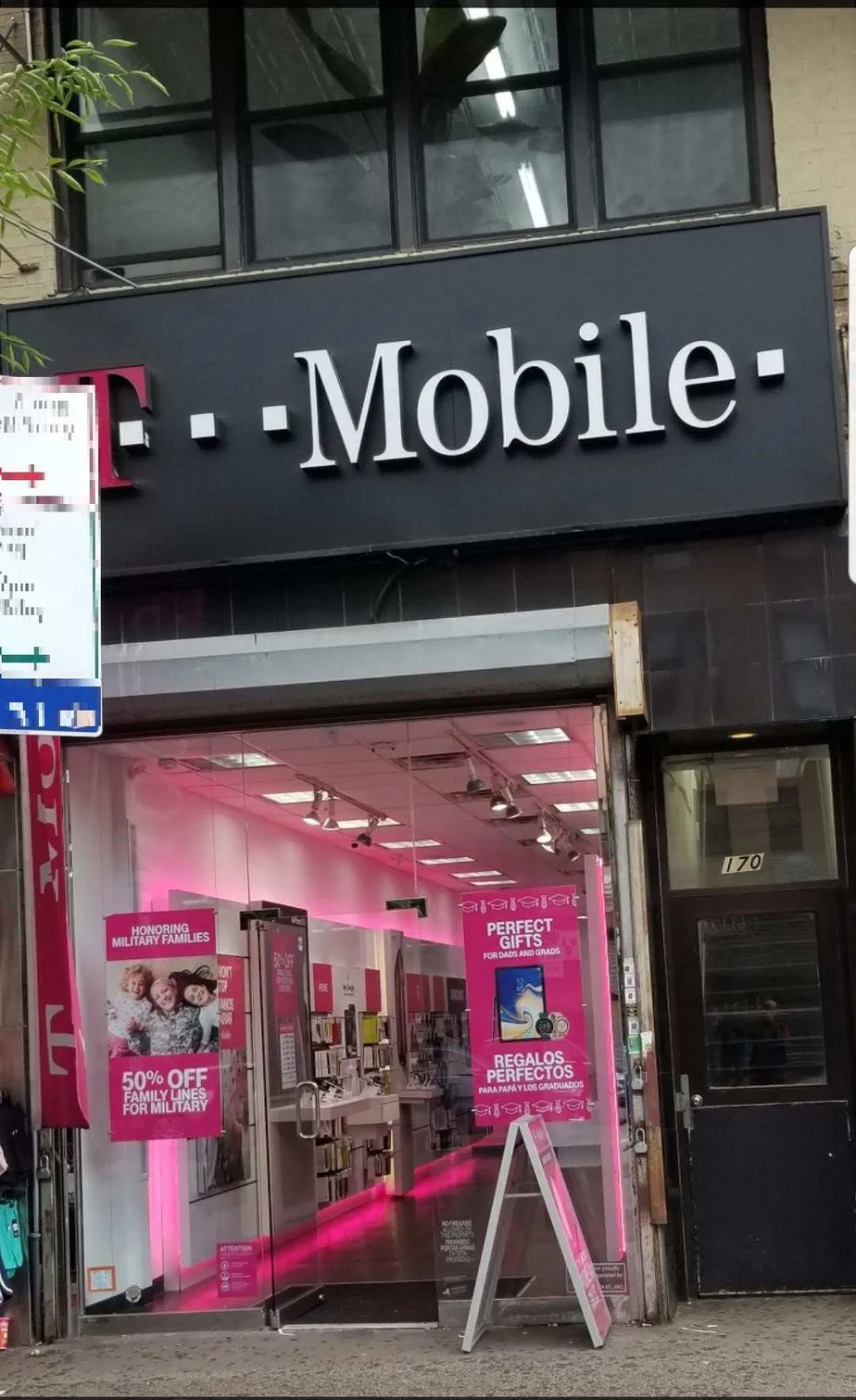 Exterior photo of T-Mobile store at E 116th St & 3rd Ave 2, New York, NY