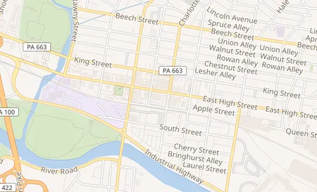 map of 256 E High St Pottstown, PA 19464