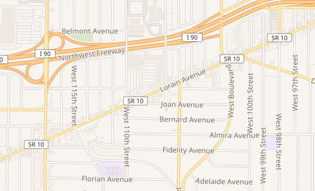 map of 10611 Lorain Ave Cleveland, OH 44111