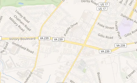 map of 2036 Victory Blvd Portsmouth, VA 23702