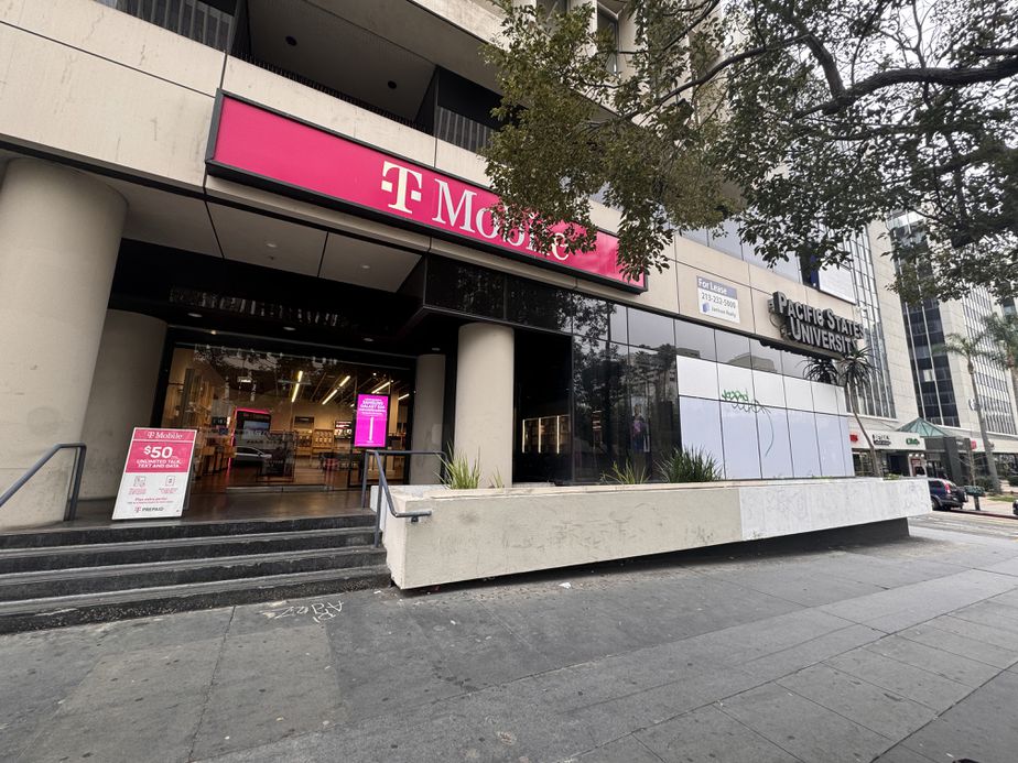 Exterior photo of T-Mobile Store at Wilshire Blvd & S Mariposa Ave, Los Angeles, CA