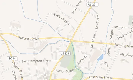 map of 109 Hillcrest Ave. Laurens, SC 29360