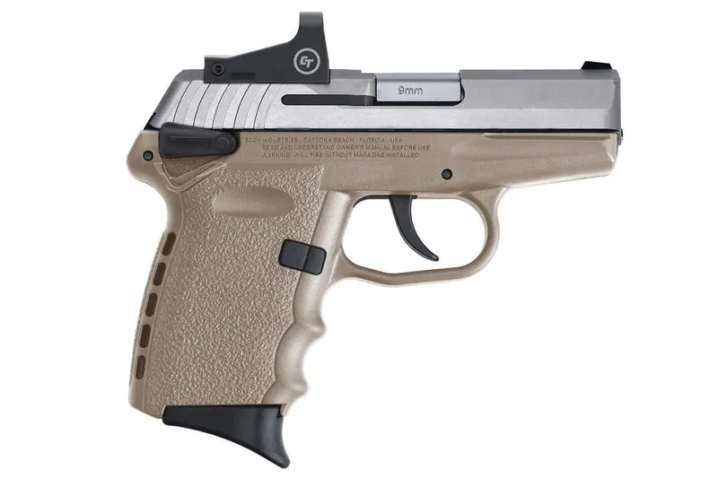 SCCY CPX-1 9mm Pistol w/ Crimson Trace Red Dot CPX1TTDERD FDE Frame/Stainless Slide 10rd 3.1" - SCCY