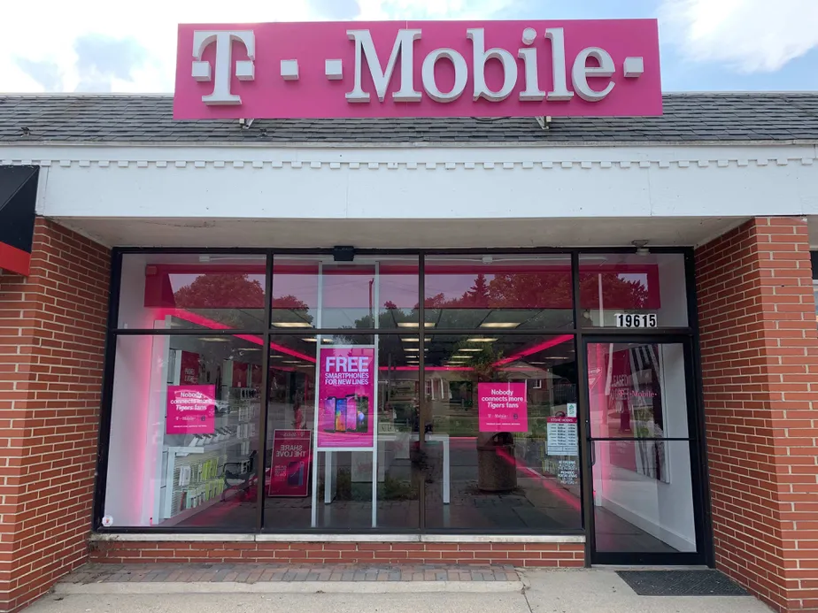 Exterior photo of T-Mobile store at Mack Ave & Shelbourne Rd, Grosse Pointe, MI