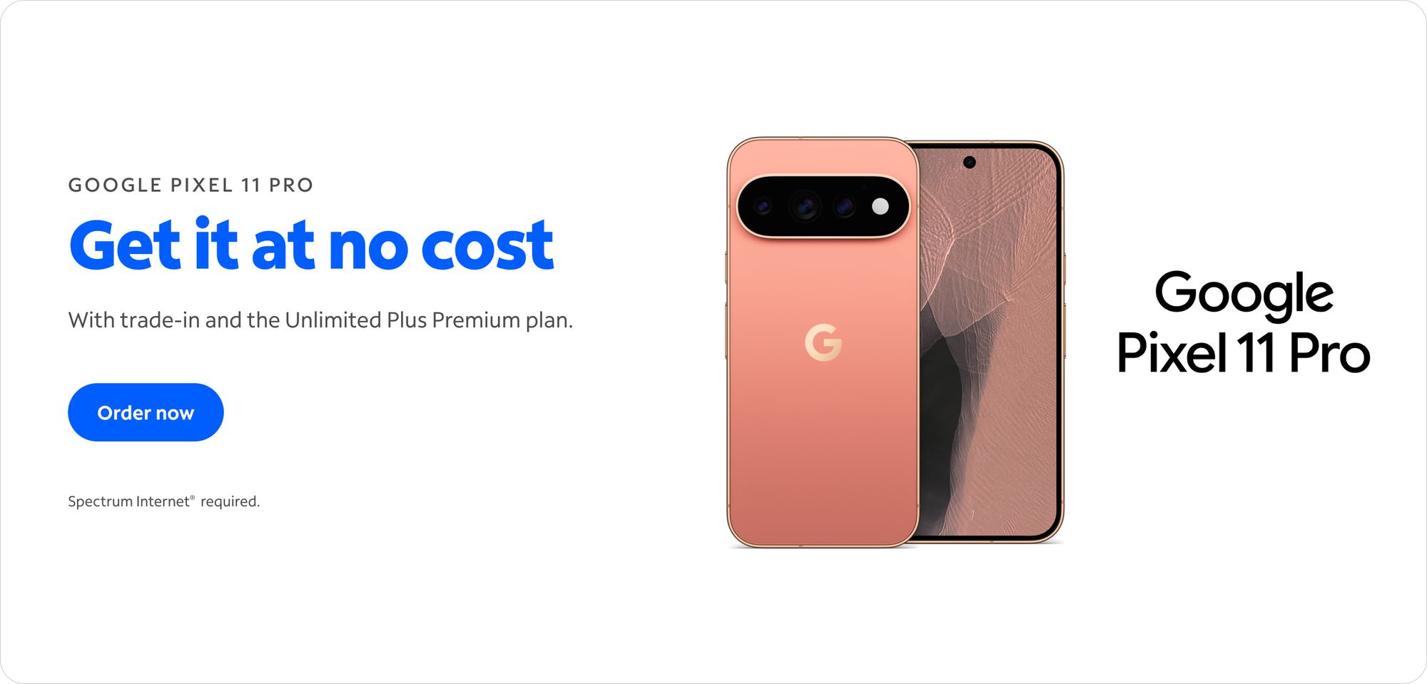 Anuncio y tarjeta del dispositivo Google Pixel 11 Pro
