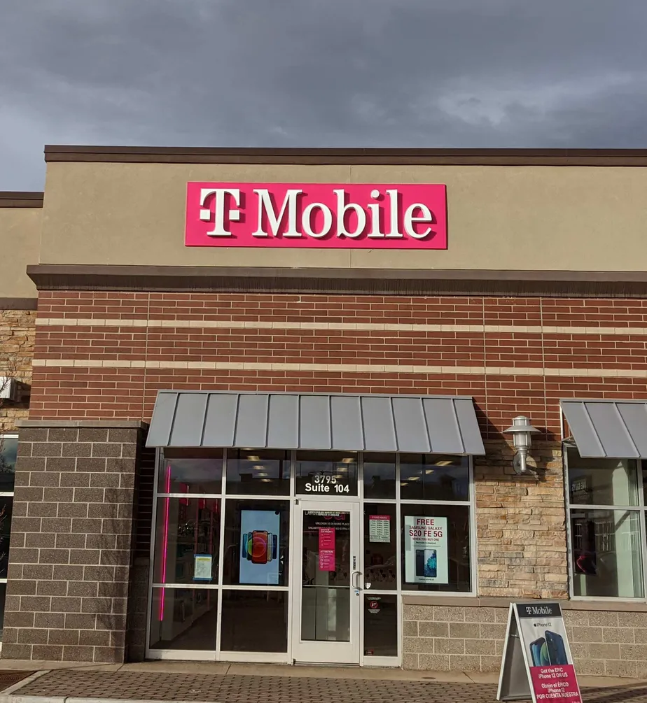 Exterior photo of T-Mobile store at Wadsworth Blvd & W 38th Ave, Wheat Ridge, CO