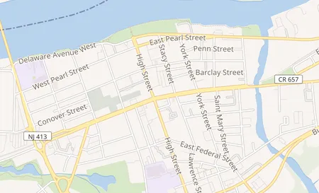 map of 7 East Broad Street Burlington, NJ 08016