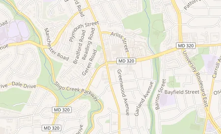 map of 8505 Piney Branch Rd Silver Spring, MD 20901