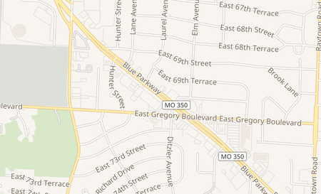 map of 9041 E 350 Raytown, MO 64133