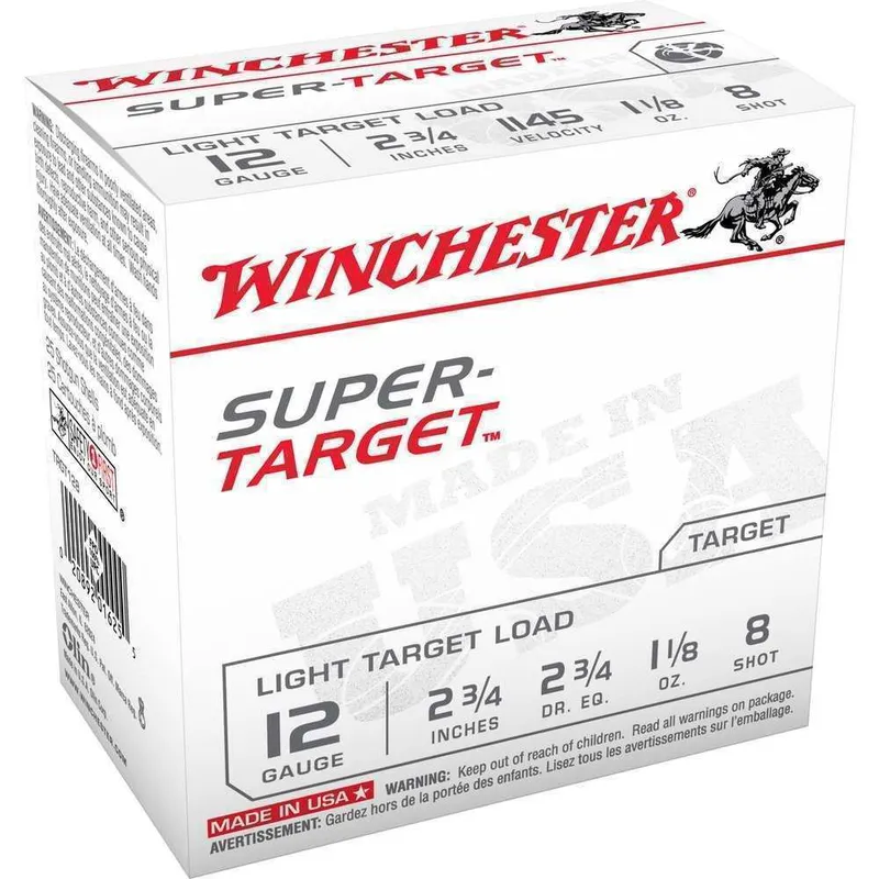 Winchester Super Target Lead Shot Target Load 1 1/8oz #8 12ga 2 3/4" Shells 25rd TRGT128 - Winchester