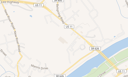 map of 7456 Lee Hwy Radford, VA 24141