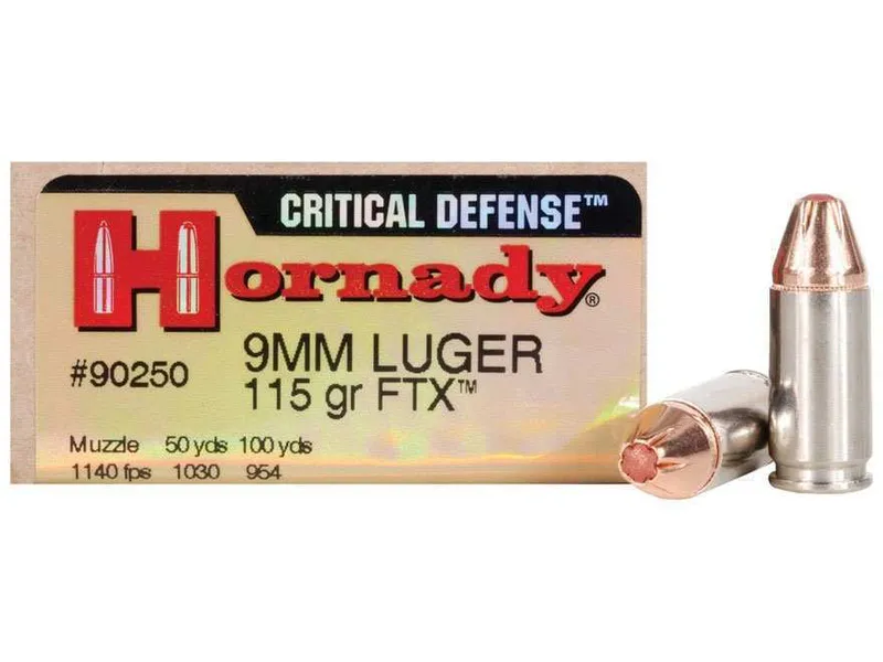 Hornady Critical Defense 9mm 115 Grain FTX - 25 Round Box 90250 - Hornady