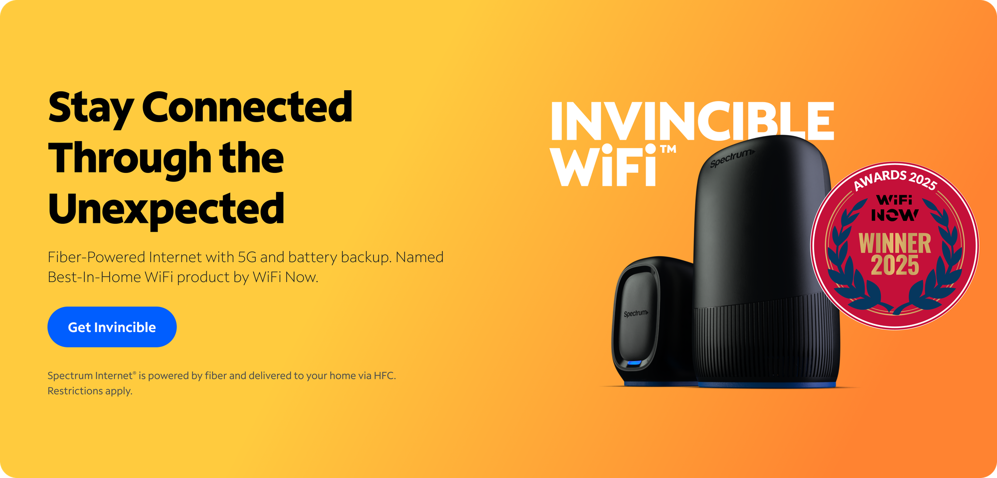 Invincible Wifi national campaign for Spectrum