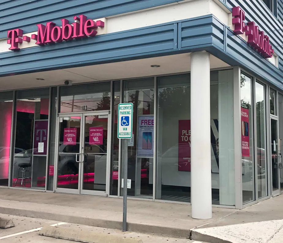 Exterior photo of T-Mobile store at Smith St. & Gray Ave., Houston, TX