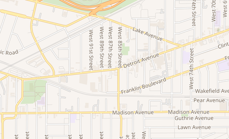 map of 8601 Detroit Ave Cleveland, OH 44102