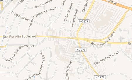 map of 1429 E. Franklin Blvd Gastonia, NC 28054