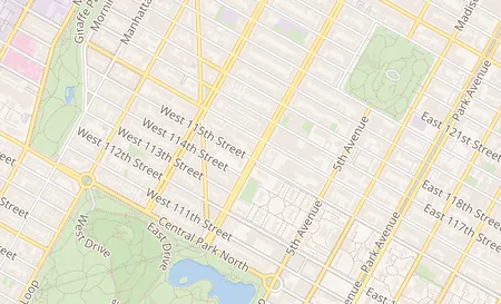 map of 105 Lenox Ave New York, NY 10026